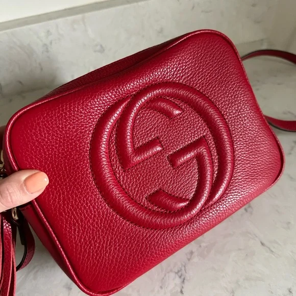 Gucci Calfskin Red Small Soho Disco Pebbled Leather Crossbody - Picture 2 of 13